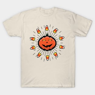 Jack O' Lantern Candy Corn Sun T-Shirt